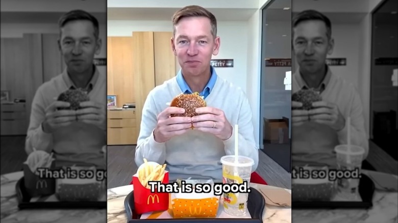 Screenshot of McDonald's CEO Chris Kempczinski taken from his viral video for the Big Arch