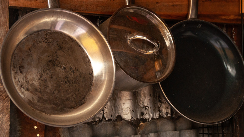 Pots and pans hanging