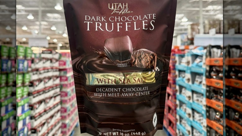 Bag of dark chocolate truffles