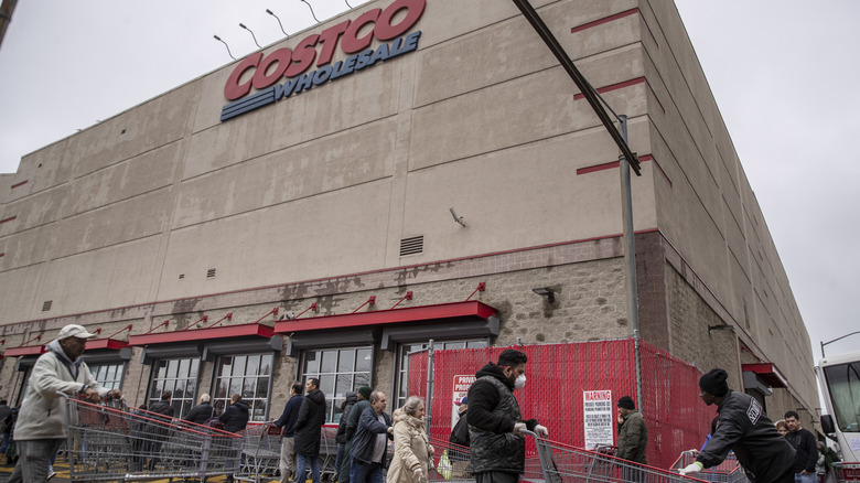 a crowd of customers at Costco in Brooklyn