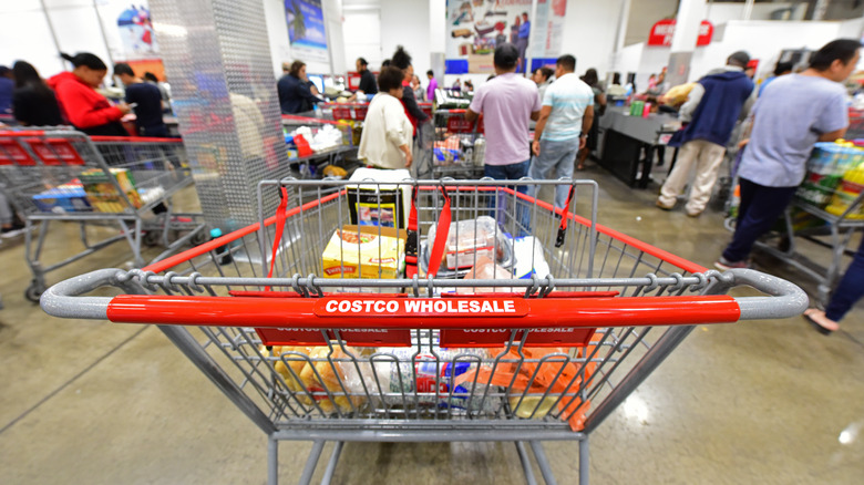 costco shopping cart full of groceries