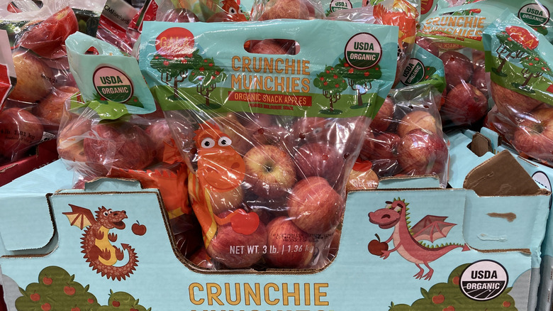 Bags of organic Gala apples