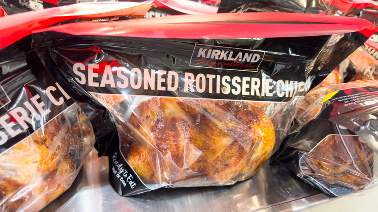 Bags of Costco rotisserie chickens