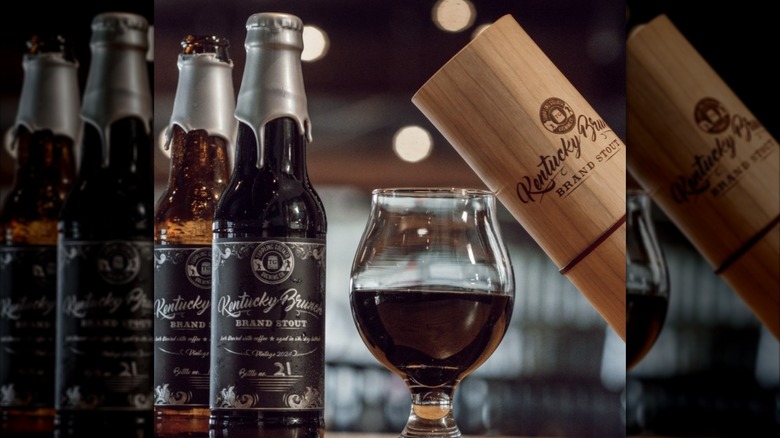 bottles and glass of Kentucky Brunch Brand Stout