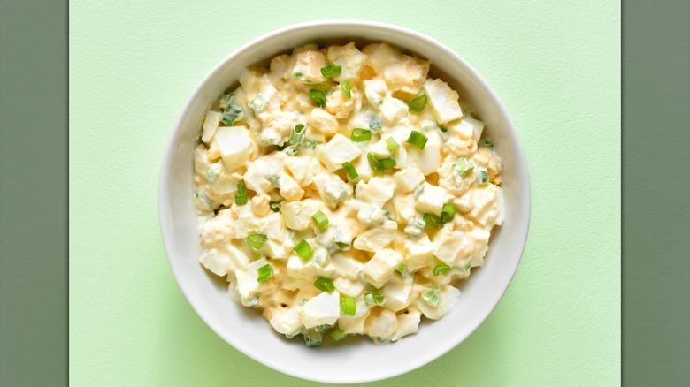 Egg salad in a small bowl