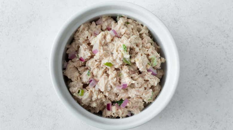 Tuna salad in small bowl