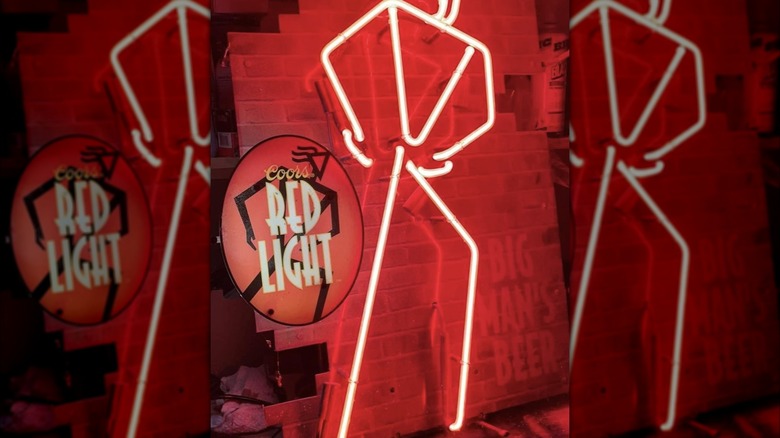 Vintage Coors Red Light pump sign and neon sign