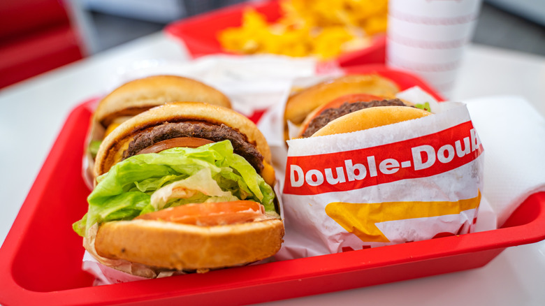 In-N-Out burgers on a tray