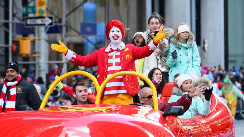 Ronald McDonald in parade car