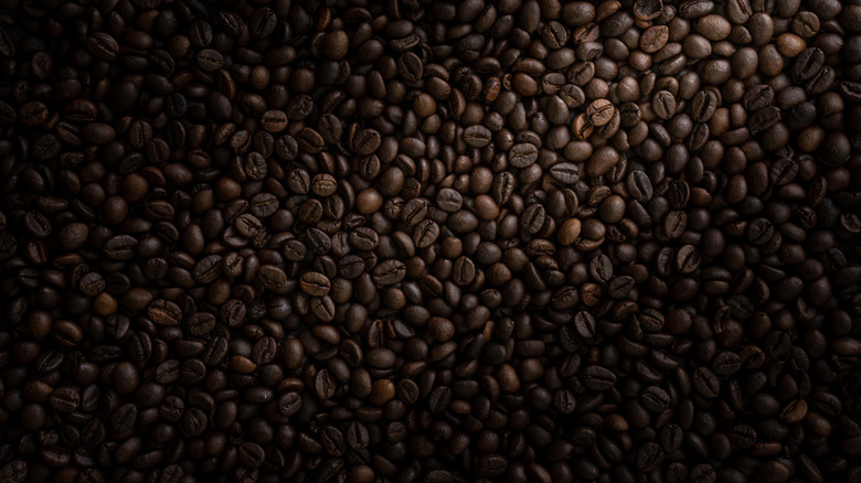 Pile of roasted coffee beans