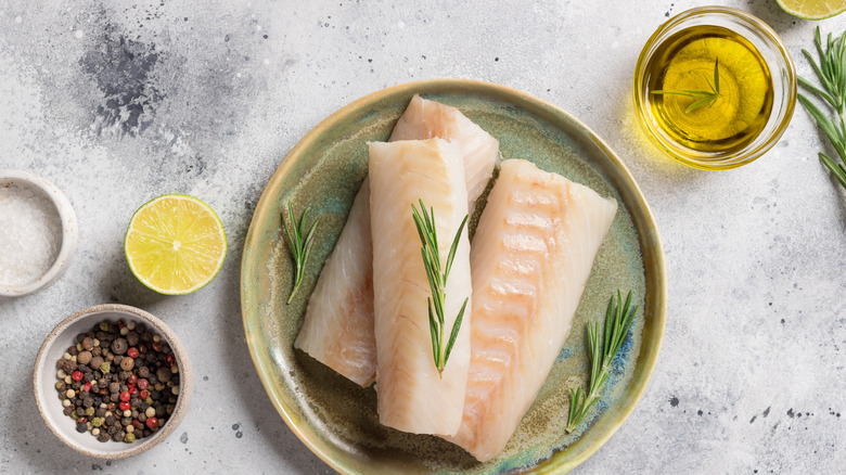 Fresh cod fillets topped with rosemary