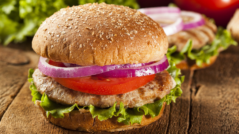 Turkey burger on a bun