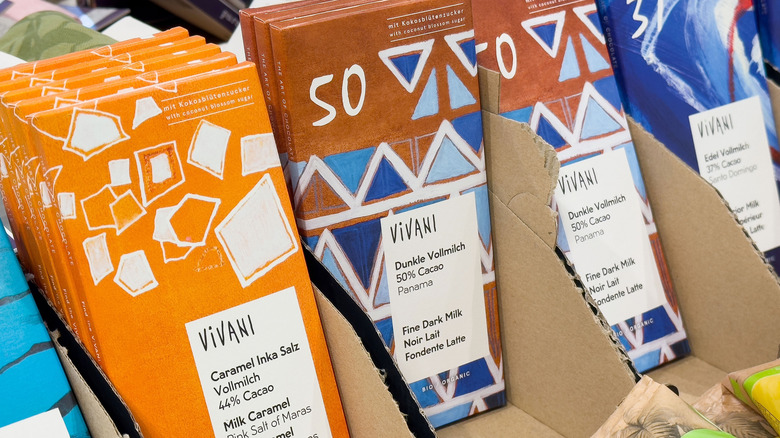 Vivani chocolate bars on shelf