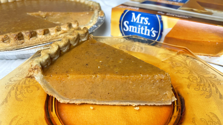 A fresh slice of Mrs. Smith's Original Flaky Crust Pumpkin Pie