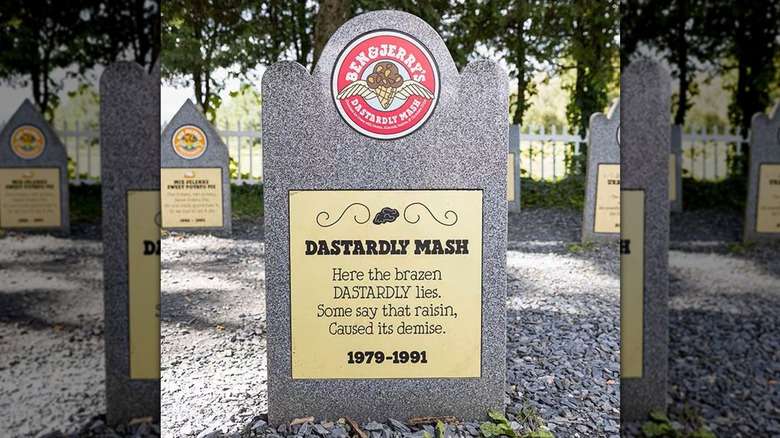 A gravestone for Dastardly Mash ice cream