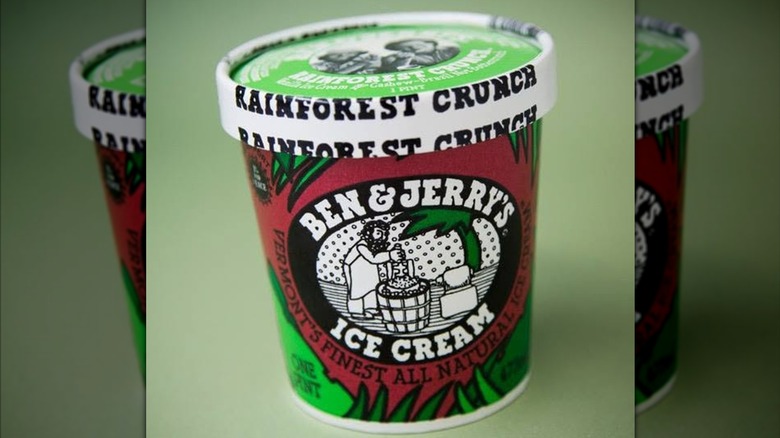 A pint of Rainforest Crunch ice cream