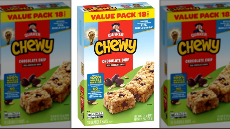 Box of 18 Quaker chewy chocolate chip granola bars