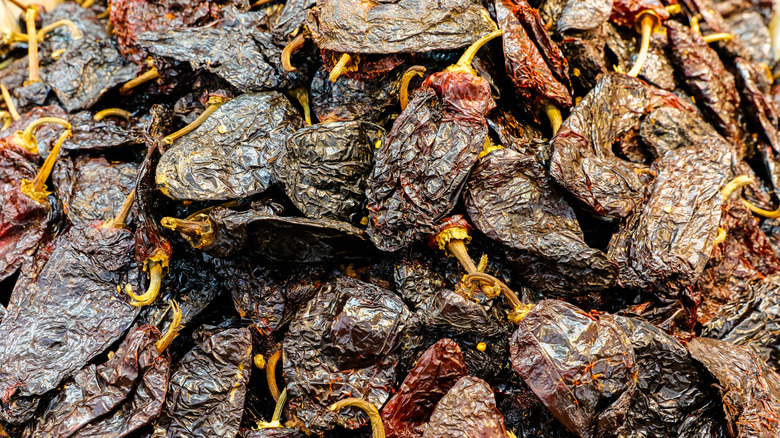 close-up of dried chiles