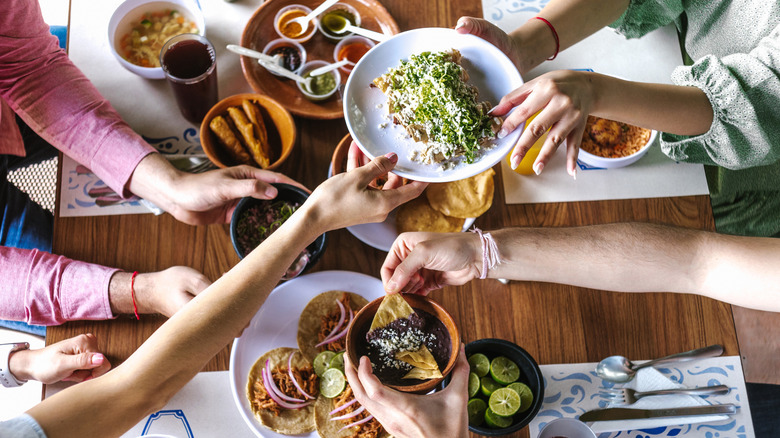 range of Mexican dishes on table