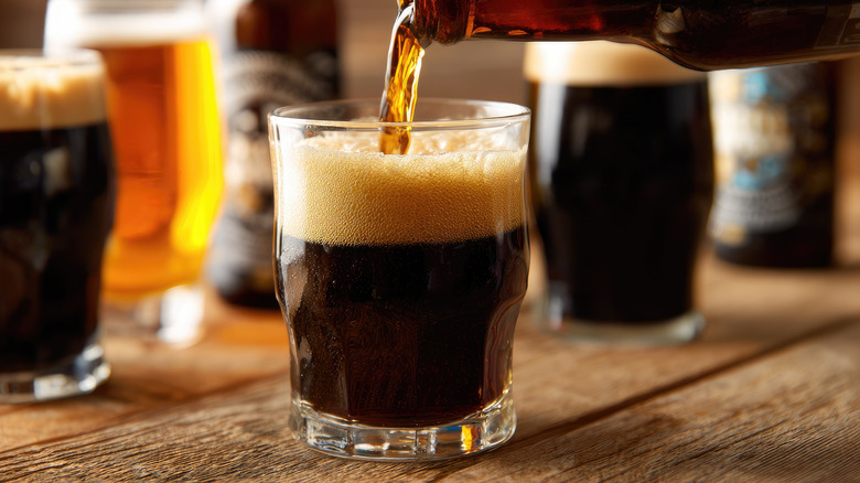 Stout being poured into glass