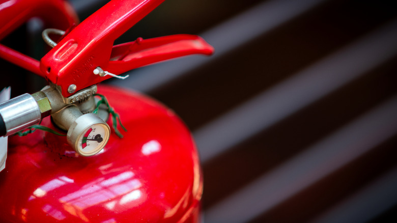 Close up of a fire extinguisher