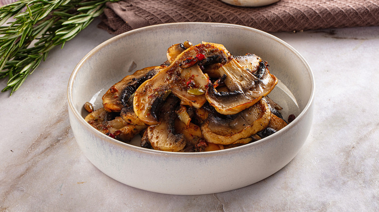 Bowl of sauteed mushrooms