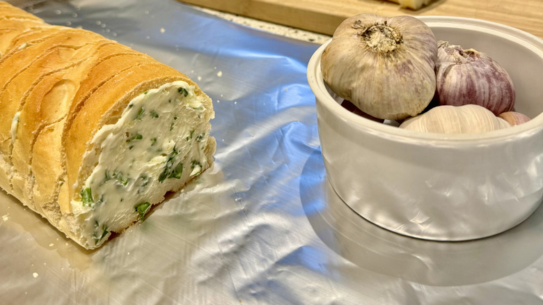 Garlic bread spread with garlic butter