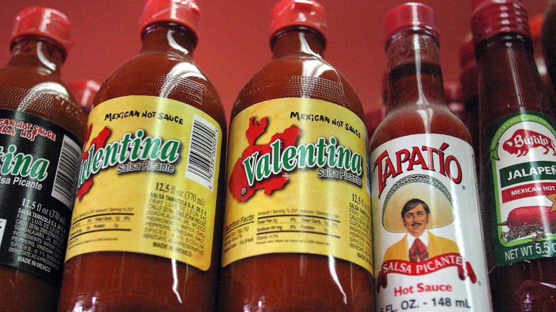 Bottles of hot sauce