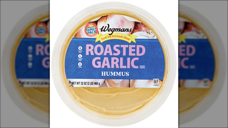 Tub of Wegmans Roasted Garlic Hummus
