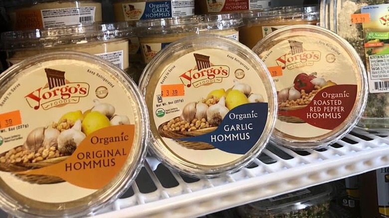 Tubs of Yorgo's Foods hummus