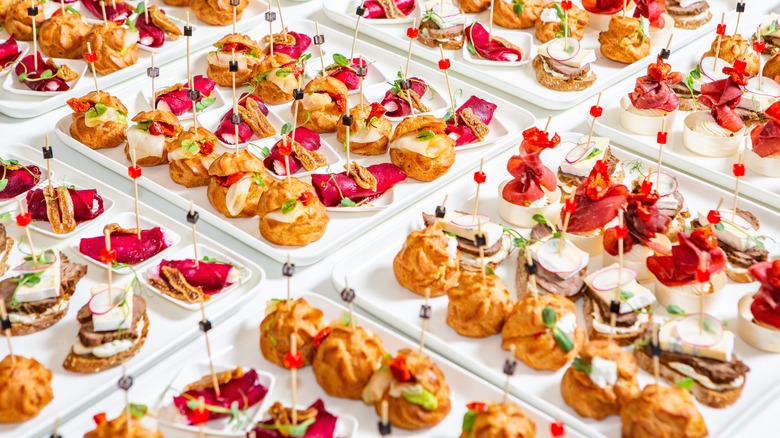 Plates of small bites and appetizers