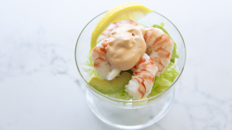 glass of shrimp cocktail
