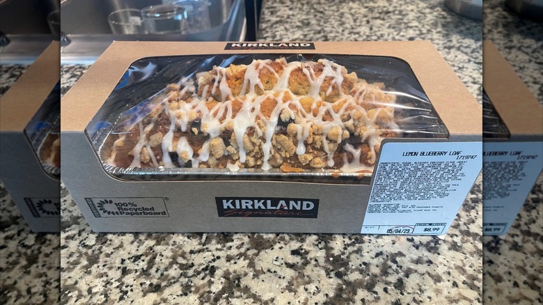 Kirkland Signature Lemon Blueberry Loaf in package on countertop