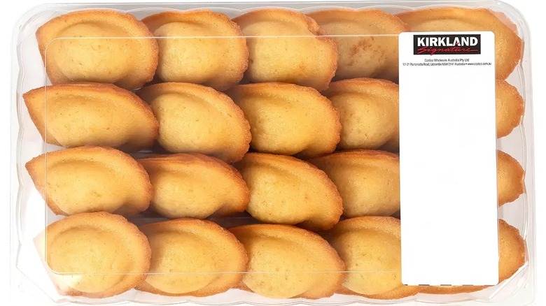 A 20-pack plastic package of Kirkland Signature Traditional Madeleines