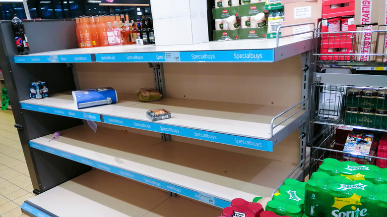 Empty shelves in Aldi