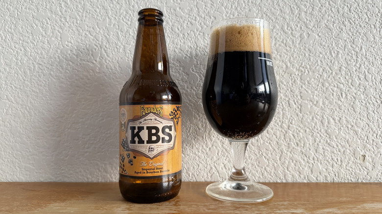 Founders KBS bottle beside a full glass