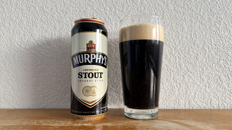 Murphy's Irish Stout can beside a full glass
