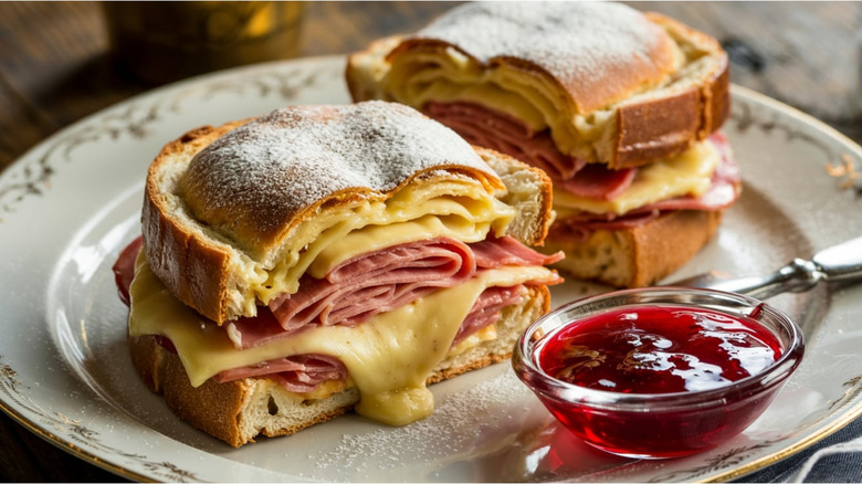 Monte Cristo sandwich with powdered sugar