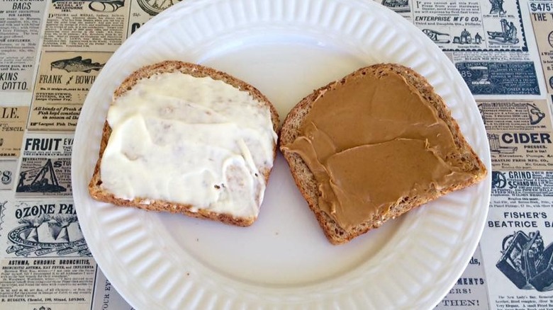open-faced peanut butter and mayonnaise