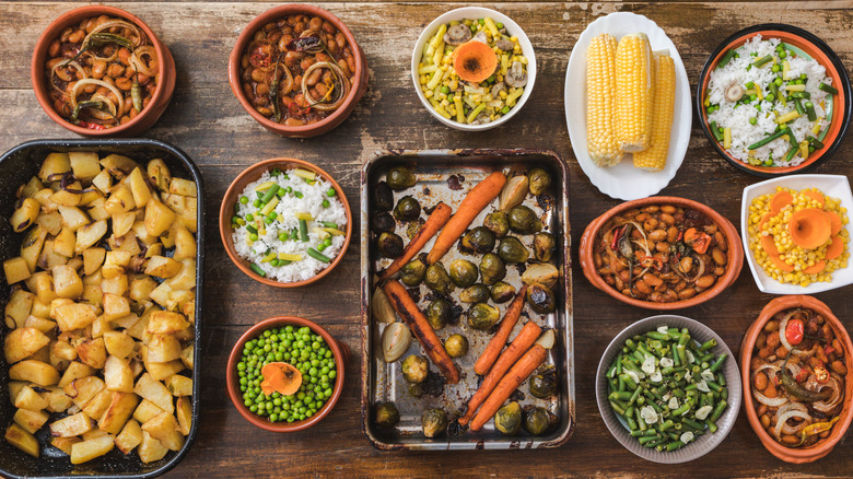 Side dishes on a wood table