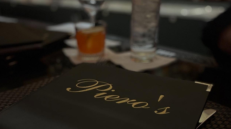 A view of Piero's menu at the bar