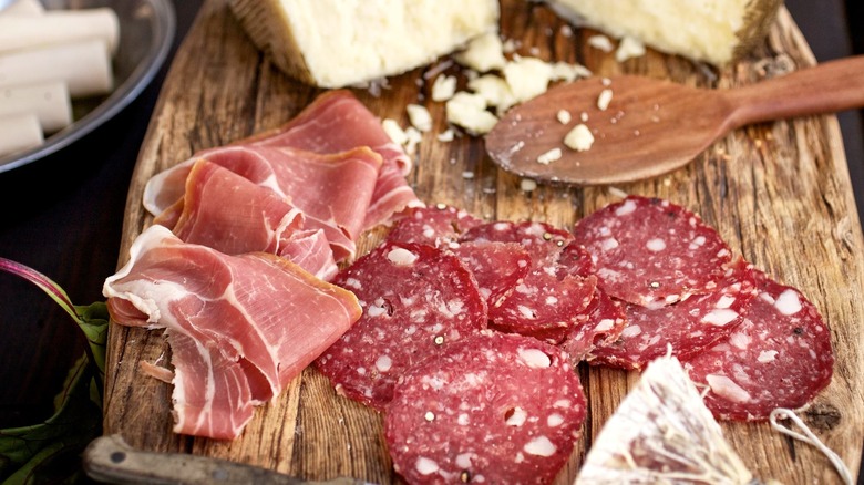 A close up of a charcuterie board