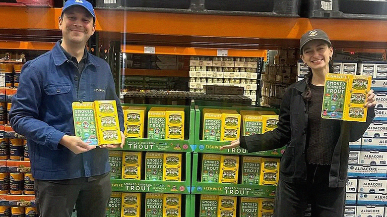 Becca Millstein at Costco Fishwife display