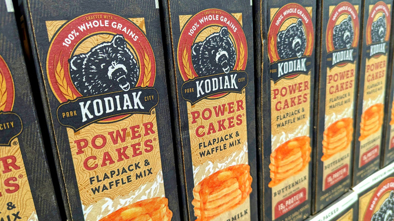 Kodiak pancake mix boxes at Costco