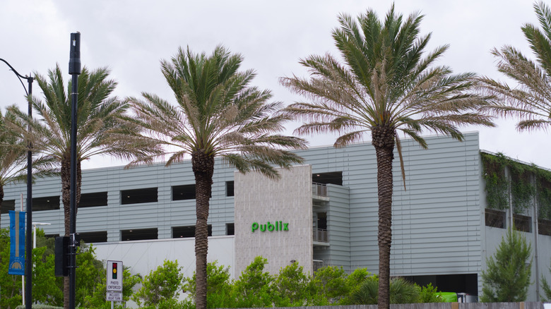 exterior of a Publix store with palm trees