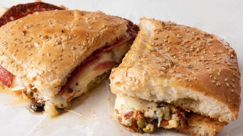 Close up of Verti Marte's muffuletta