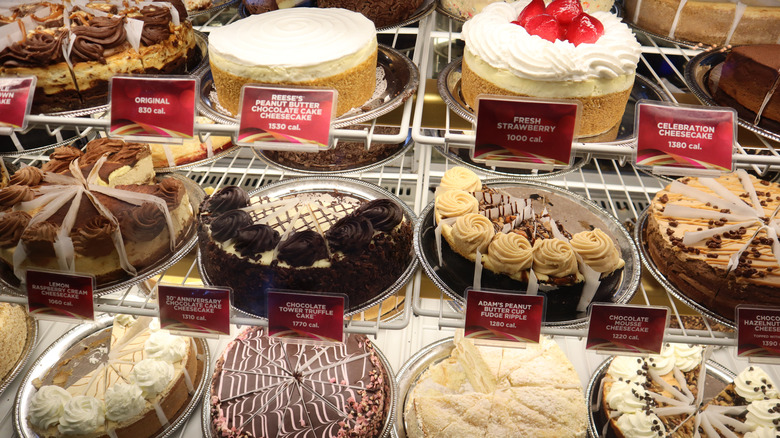 Cheesecake Factory cheesecakes in display 