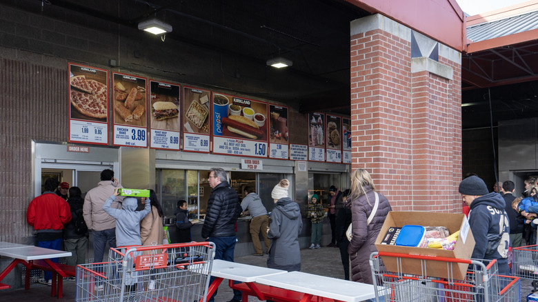 people queuing at Costco food court