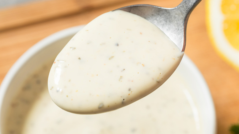 Spoonful of ranch dressing