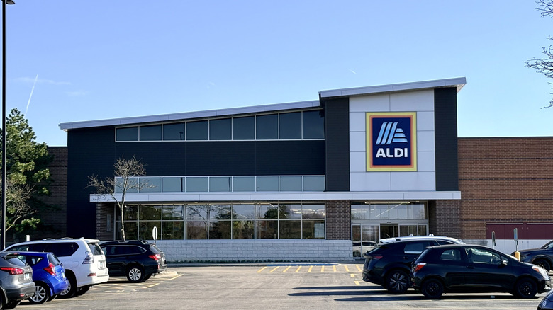 The exterior of an Aldi store